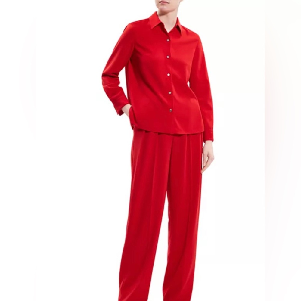 Theory Button Front Blouse Red Size Large - image 1